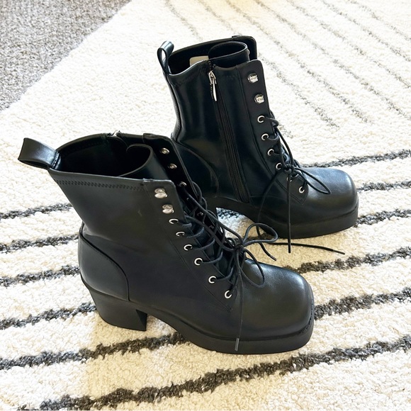 New Steven Steve Madden Beena Lace Up Combat Boots - Picture 2 of 5